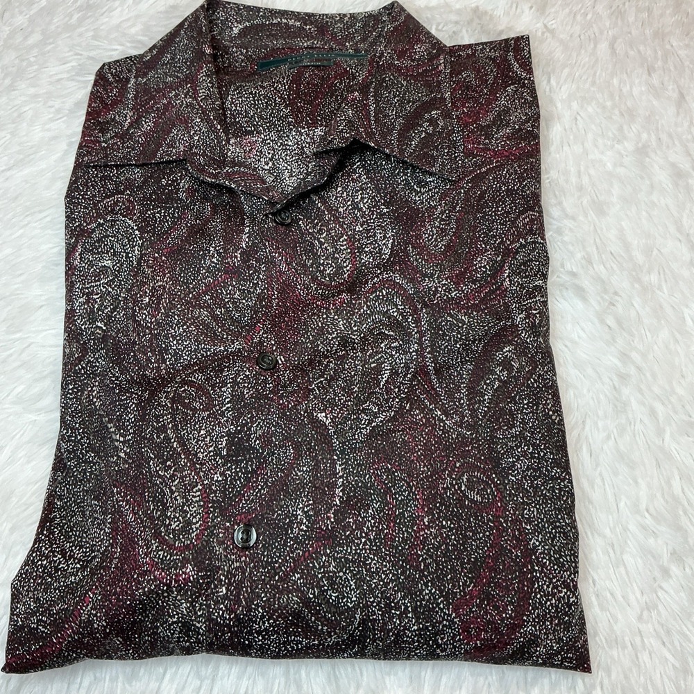 Perry Ellis Men's Lg Paisley Long Sleeve Button Down Stretch Shirt